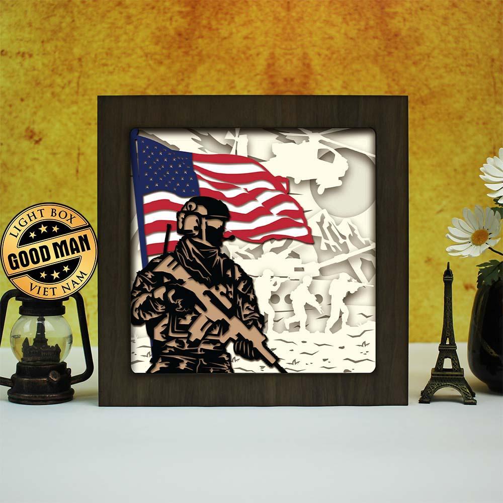 Military – Paper Cut Light Box File - Cricut File - 20x20cm - LightBoxGoodMan - LightboxGoodman