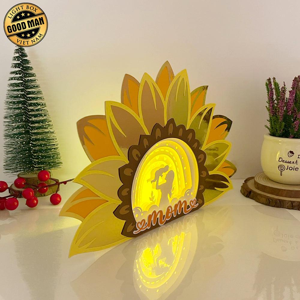 Mom 2 - Sunflower Mom Papercut Lightbox File - 9.8x6.5" - Cricut File - LightBoxGoodMan - LightboxGoodman
