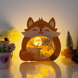 Moon Fox - Fox Papercut Lightbox File - 6.7x7