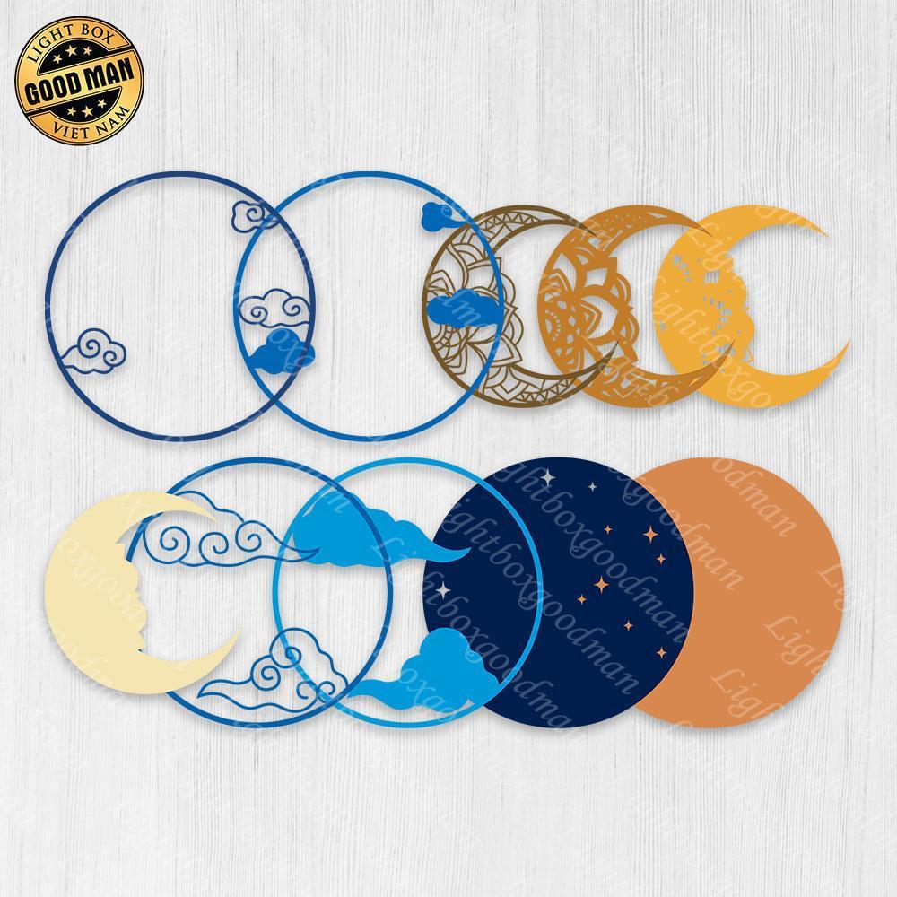 Moon - Paper 3D Layered File - Cricut File - 19x19cm - LightBoxGoodMan - LightboxGoodman