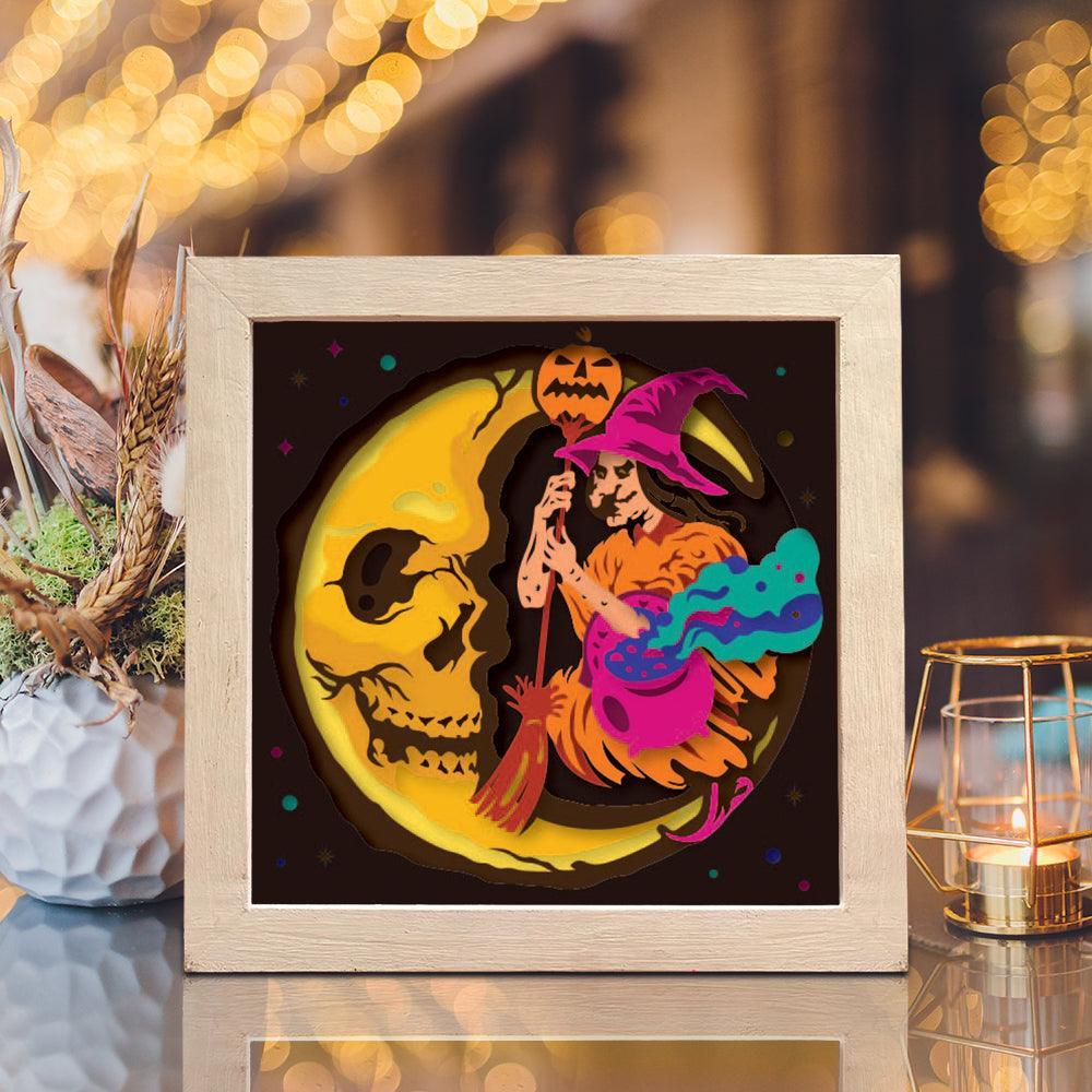 Moon Witch – Paper Cut Light Box File - Cricut File - 20x20cm - LightBoxGoodMan - LightboxGoodman