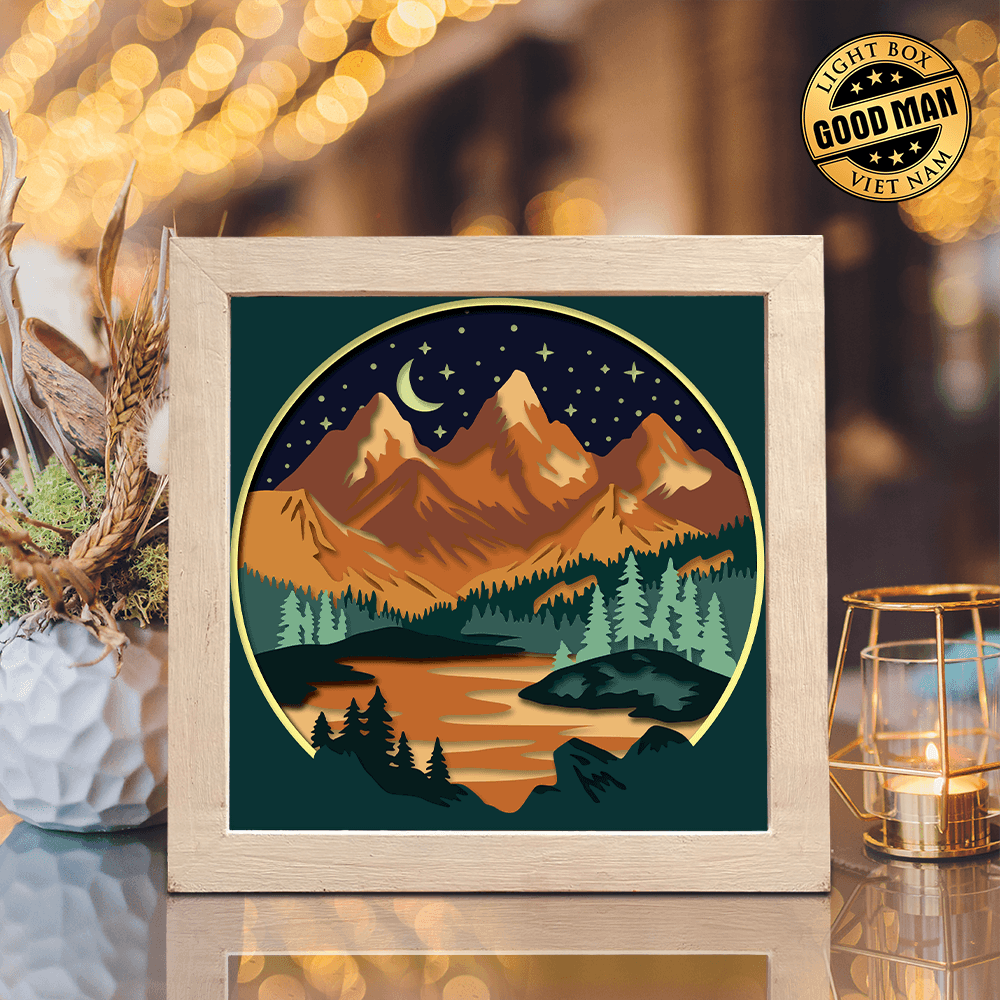 Mountain Landscape – Paper Cut Light Box File - Cricut File - 8x8 inches - LightBoxGoodMan - LightboxGoodman