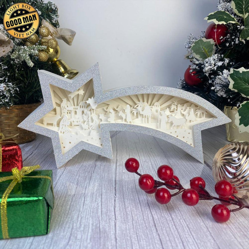 Nativity Scene 2 - Paper Cut Star Light Box File - Cricut File - 28x13.7cm - LightBoxGoodMan - LightboxGoodman