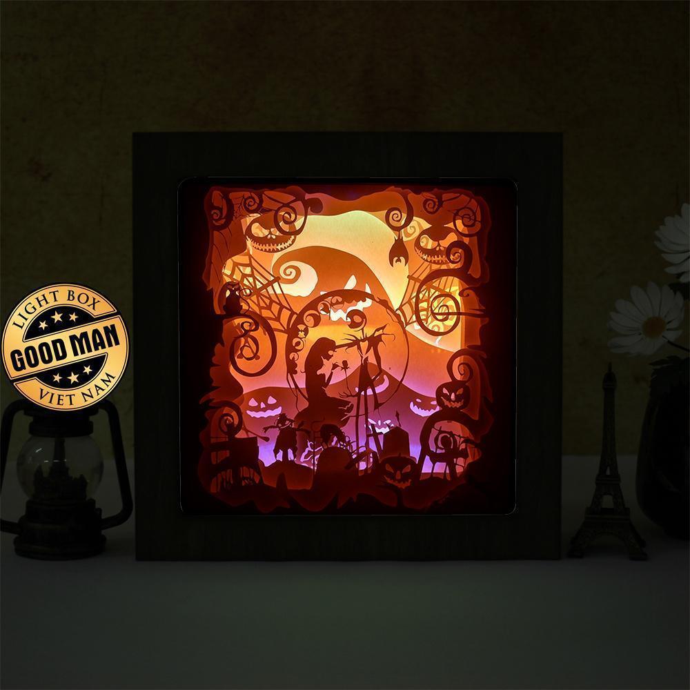 Nightmare Before Christmas 1 Square – Paper Cut Light Box File - Cricut File - 20x20cm - LightBoxGoodMan - LightboxGoodman