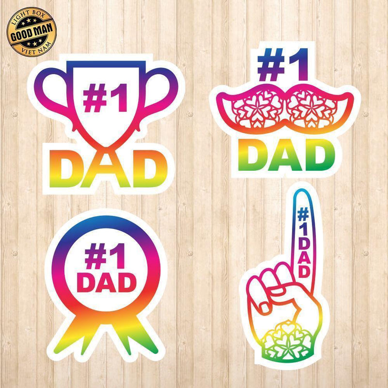 Number 1 Dad Stickers - Cricut File - Svg, Png, Dxf, Eps - LightBoxGoodMan - LightboxGoodman