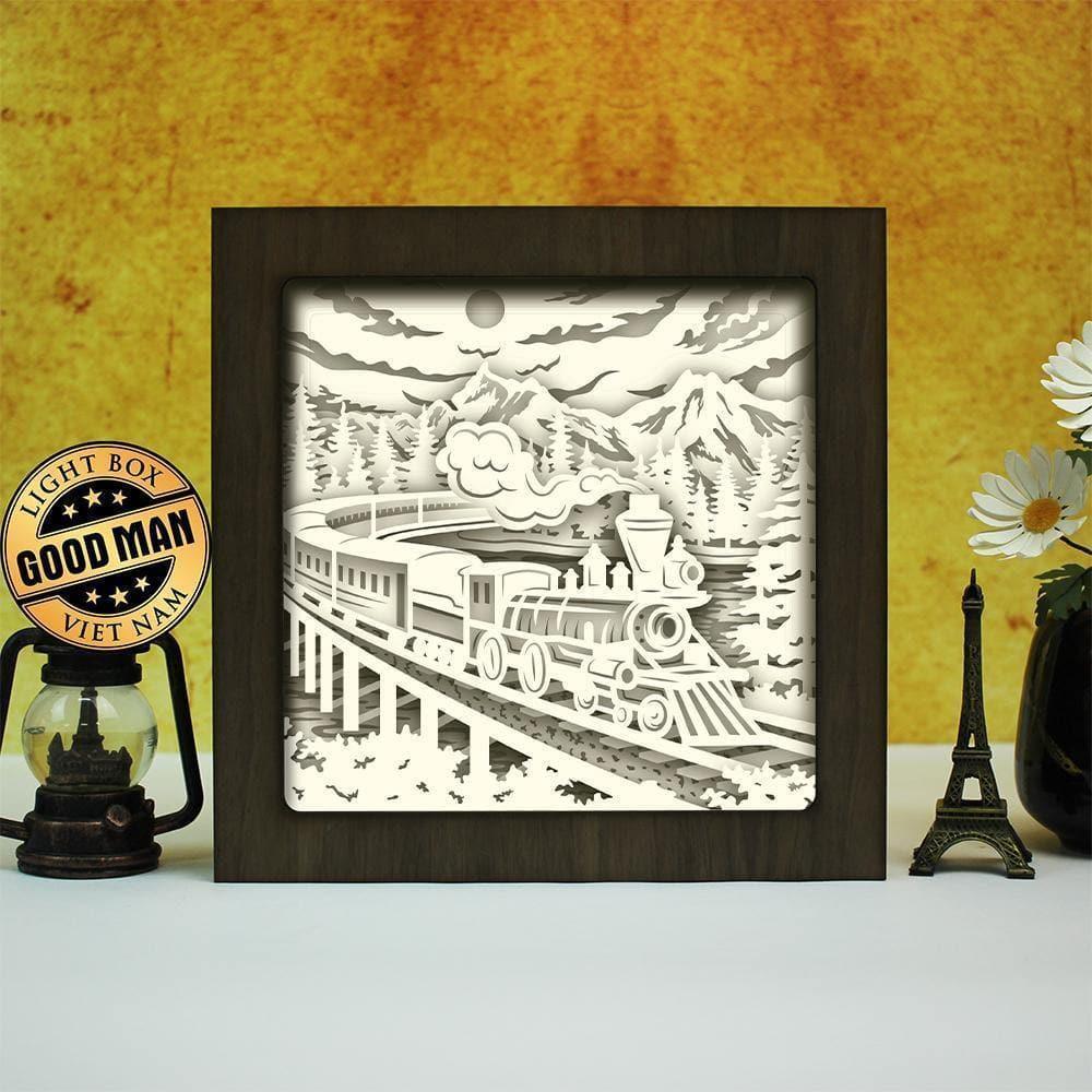 Old Train 2 - Paper Cut Light Box File - Cricut File - 8x8 inches - LightBoxGoodMan - LightboxGoodman