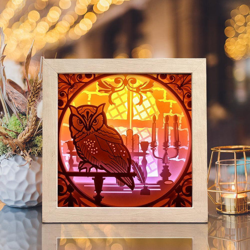 Owl 1 Square – Paper Cut Light Box File - Cricut File - 8x8 inches - LightBoxGoodMan - LightboxGoodman