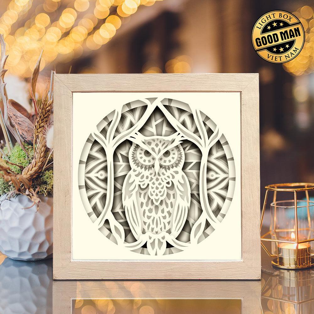Owl 2 – Paper Cut Light Box File - Cricut File - 8x8 inches - LightBoxGoodMan - LightboxGoodman