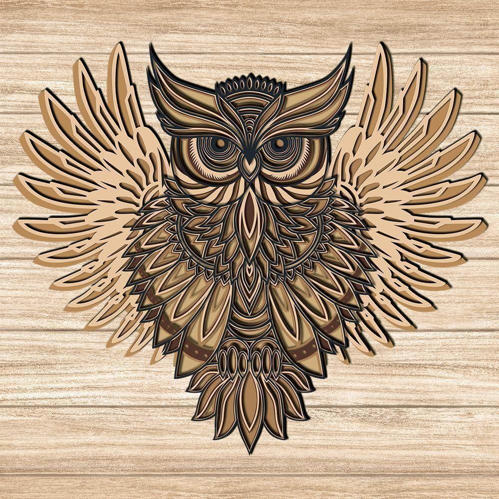 Owl - Paper 3D Layered File - Cricut File - 20x20cm - LightBoxGoodMan - LightboxGoodman