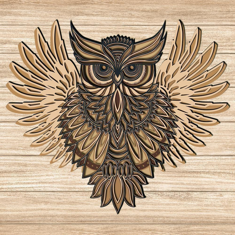 Owl - Paper 3D Layered File - Cricut File - 20x20cm - LightBoxGoodMan - LightboxGoodman