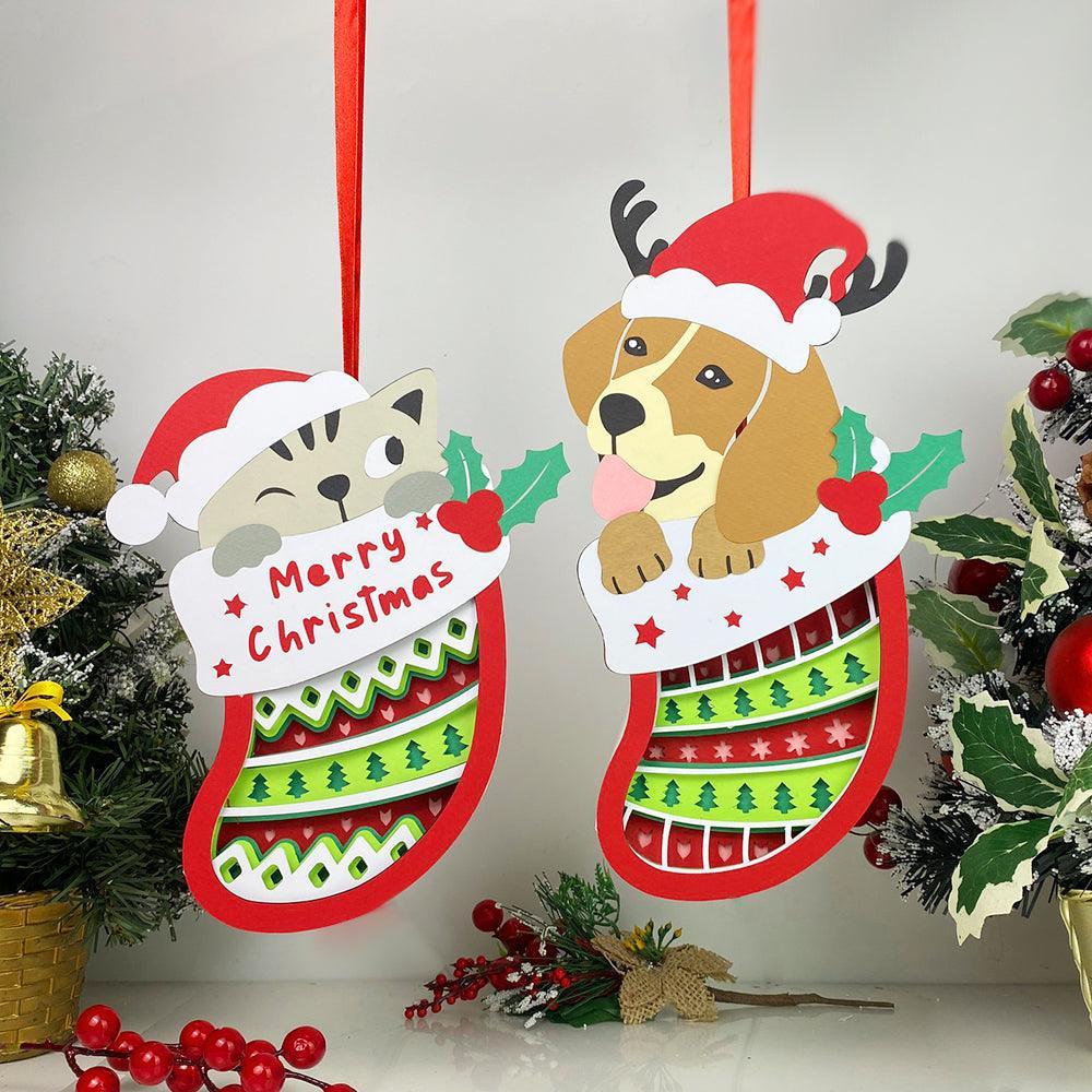 Pack 2 Christmas Stockings - Paper Cut Pet Light Box File - Cricut File - LightBoxGoodMan - LightboxGoodman