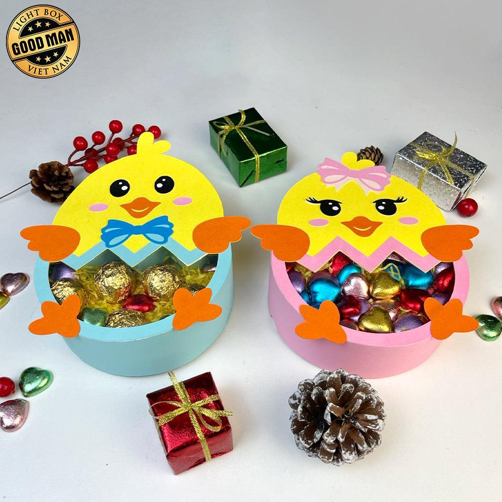 Pack 2 Easter Chick - Easter Candy Box Paper Cutting File - Cricut File - 9.9x7.3 Inches - LightBoxGoodMan - LightboxGoodman
