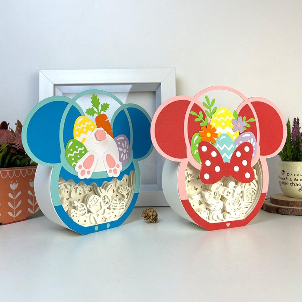 Pack 2 Easter Mickey Couple - Disney Mouse Easter Basket Papercut Lightbox File - Cricut File - 7,7x8,4 Inches - LightBoxGoodMan - LightboxGoodman