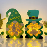 Pack 2 Lucky Gnome - Lucky Gnome Papercut Lightbox File - St Patrick Motif - Cricut File - LightBoxGoodMan