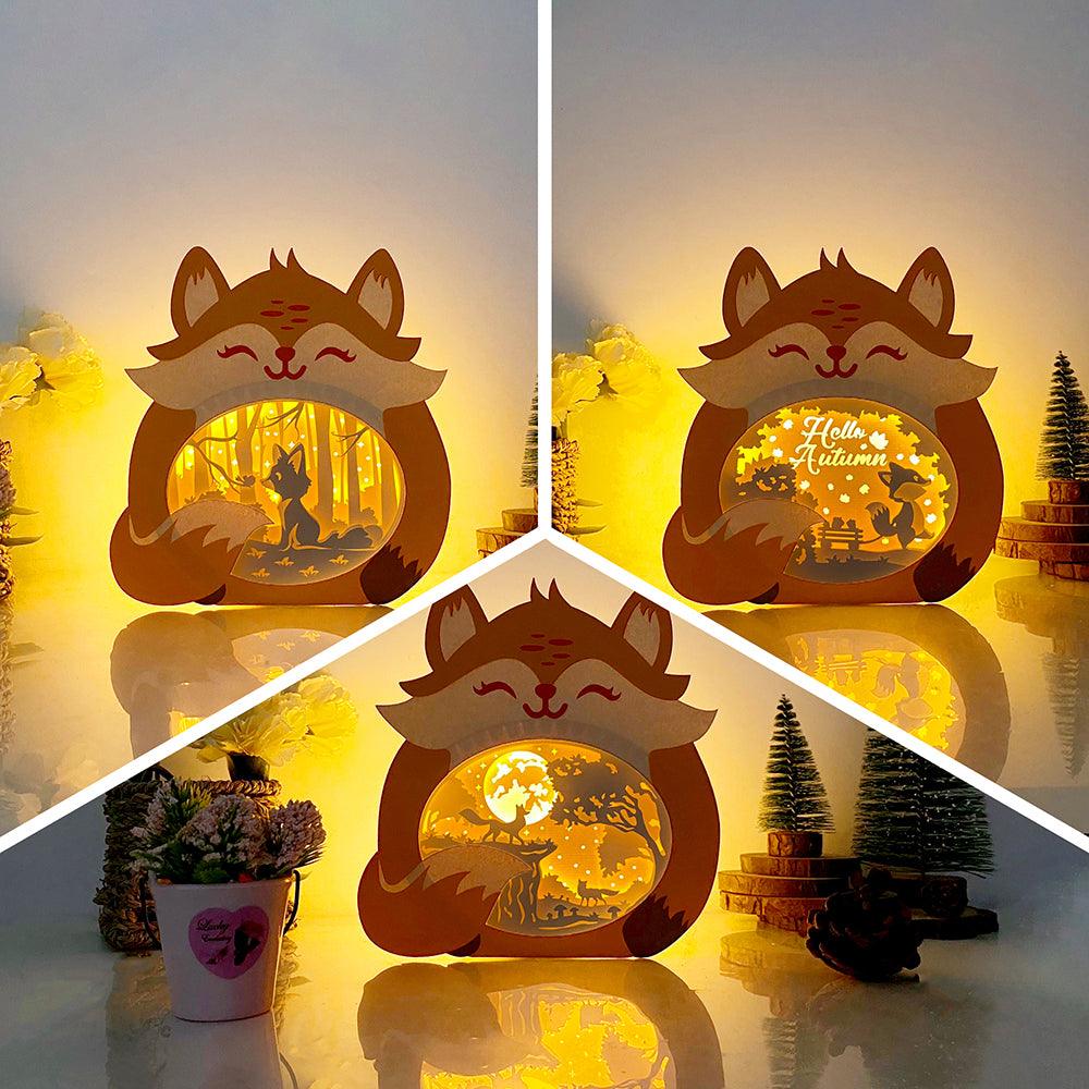 Pack 3 Autumn Fox - Fox Papercut Lightbox File - 6.7x7" - Cricut File - LightBoxGoodMan - LightboxGoodman