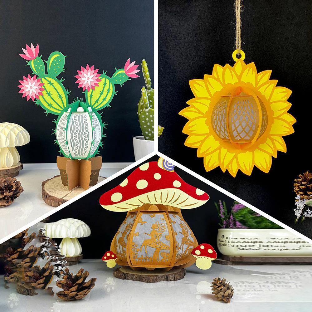 Pack 3 Botanical Garden - Natural Plant Themed 3D Lantern File - Cricut File - LightBoxGoodMan - LightboxGoodman