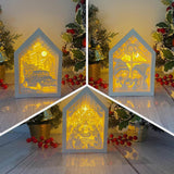 Pack 3 Christmas 2 - Paper Cut House Light Box File - Cricut File - 13x19 Inches - LightBoxGoodMan