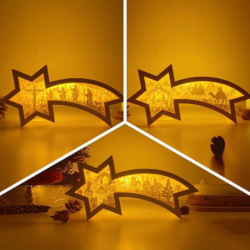 Pack 3 Christmas 6 - Paper Cut Star Light Box File - Cricut File - 28x13.7cm - LightBoxGoodMan - LightboxGoodman