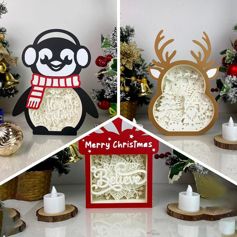 Pack 3 Christmas Mix 34 - Paper Cut Mix Light Box File - Cricut File - LightBoxGoodMan - LightboxGoodman