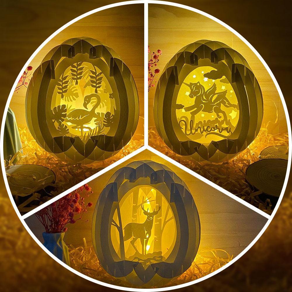 Pack 3 Colorful Animals - Easter Egg 3D Pop-up File - Cricut File - 5.8x4.8" - LightBoxGoodMan - LightboxGoodman