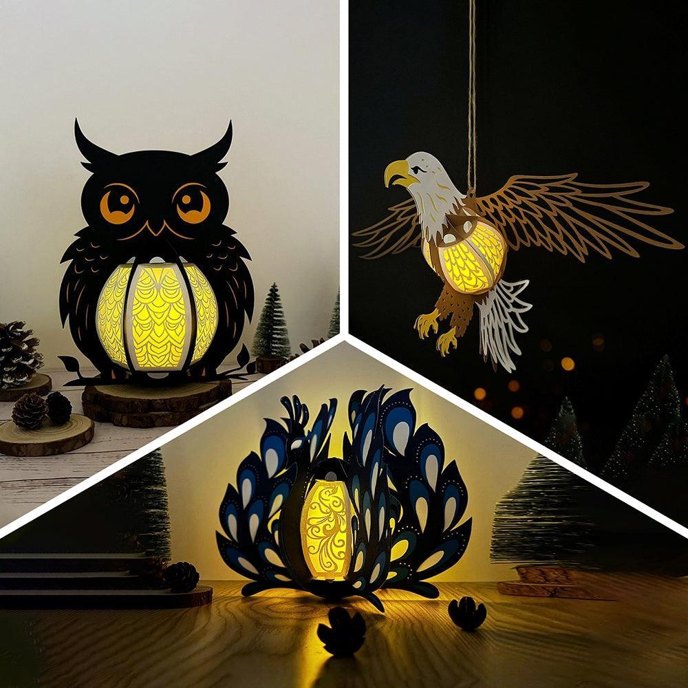 Pack 3 Different Aerial Creatures 1 - 3D Animal-shaped Lantern File - Cricut File - LightBoxGoodMan - LightboxGoodman