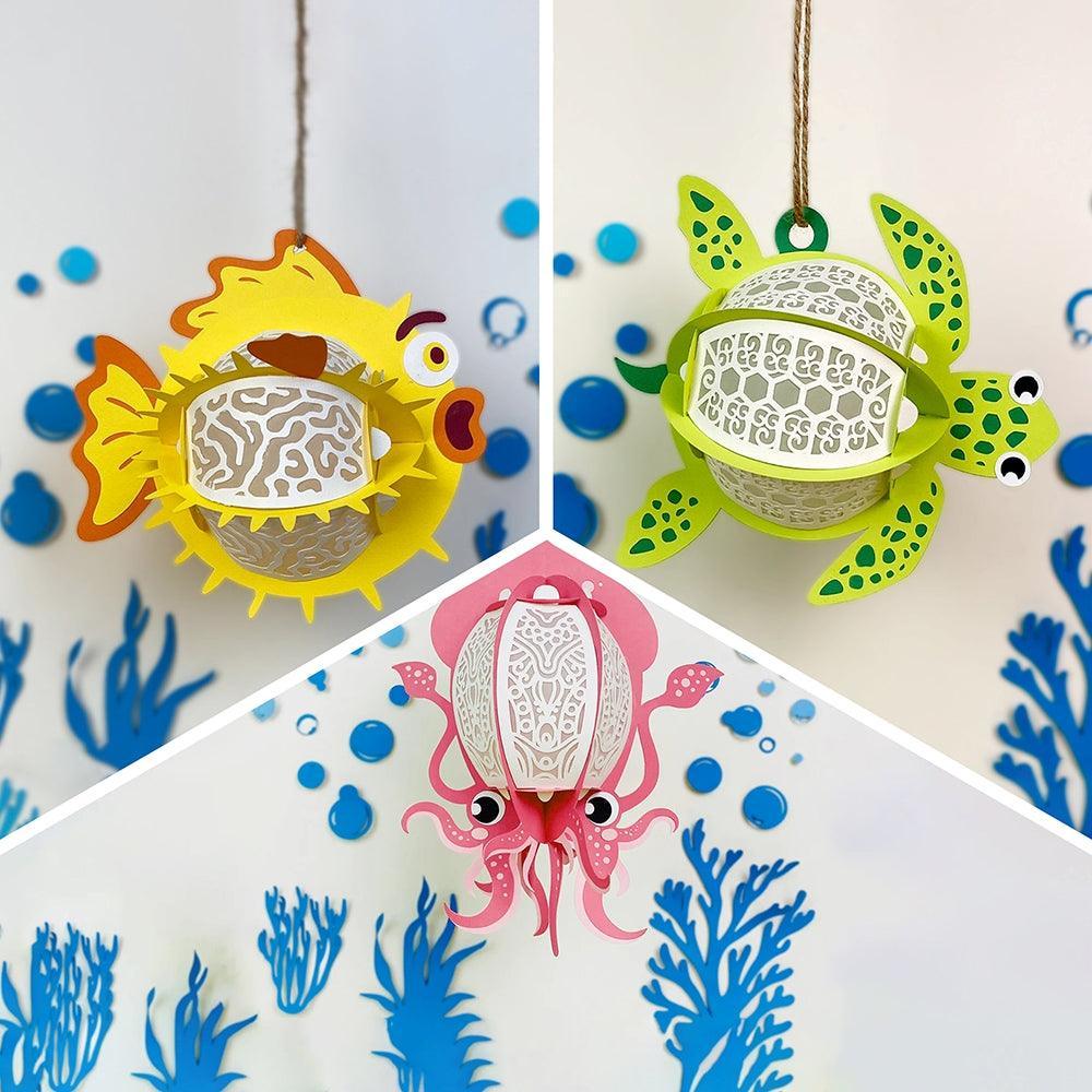 Pack 3 Different Aquatic Creatures 10 - 3D Animal-shaped Lantern File - Cricut File - LightBoxGoodMan - LightboxGoodman