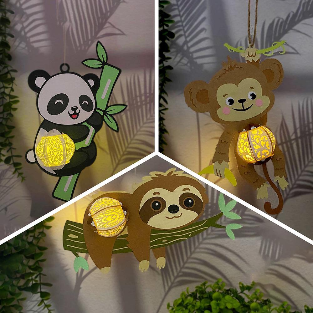 Pack 3 Different Cute Animals 2 - 3D Animal-shaped Lantern File - Cricut File - LightBoxGoodMan - LightboxGoodman