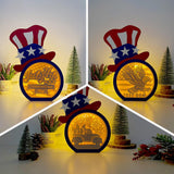 Pack 3 Happy 4th - Uncle Sam Hat Papercut Lightbox File - 10.3x7.5" - Cricut File - LightBoxGoodMan - LightboxGoodman