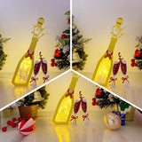 Pack 3 Happy New Year 2 - Paper Cut Champagne Light Box File - Cricut File - 10,3x5,7 Inches - LightBoxGoodMan