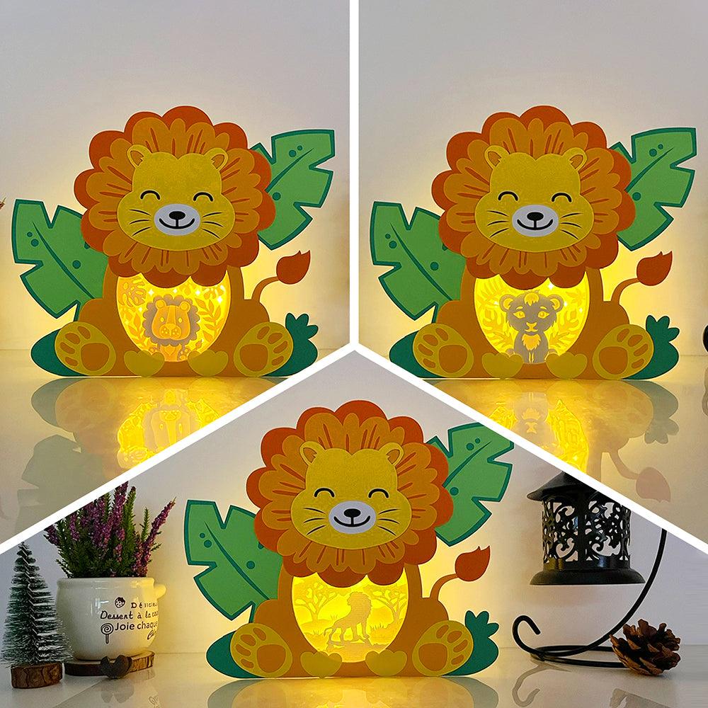 Pack 3 Lion - Lion Papercut Lightbox File - 7.4x8.8" - Cricut File - LightBoxGoodMan - LightboxGoodman