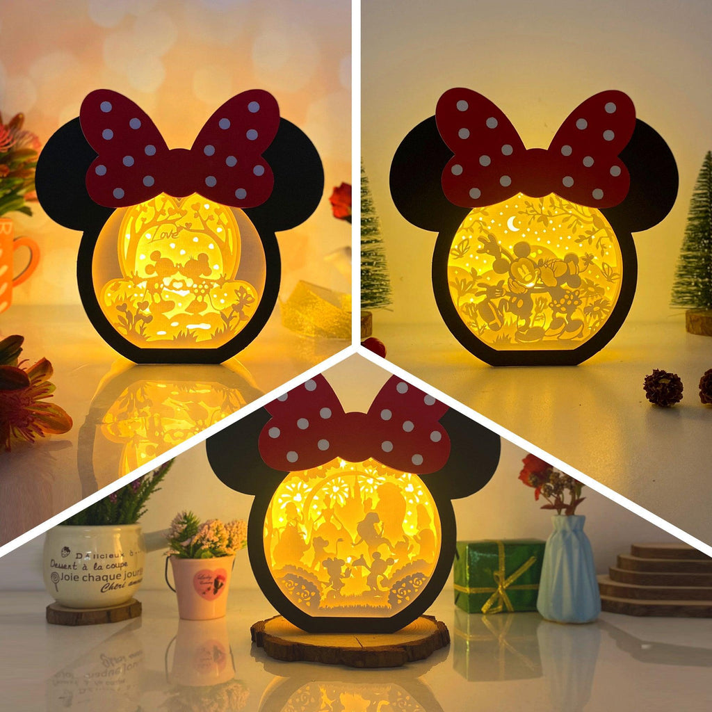 Pack 3 Love In Disneyland - Paper Cut Minnie Mouse Light Box File - Cricut File - 7x7,3 Inches - LightBoxGoodMan - LightboxGoodman