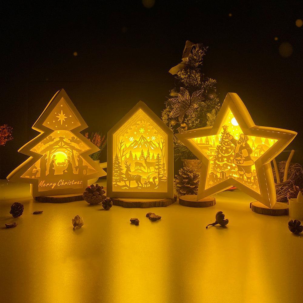 Pack 3 Merry Christmas 2 - Paper Cut Light Box File - Cricut File - LightBoxGoodMan - LightboxGoodman