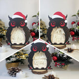 Pack 3 Merry Christmas 3 - Paper Cut Owl Light Box File - Cricut File - 25x20 cm - LightBoxGoodMan - LightboxGoodman