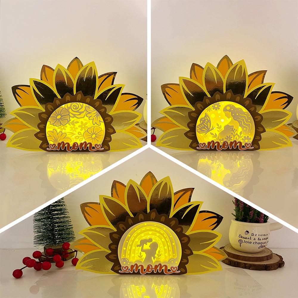 Pack 3 Mother's Day - Sunflower Mom Papercut Lightbox File - 9.8x6.5" - Cricut File - LightBoxGoodMan - LightboxGoodman