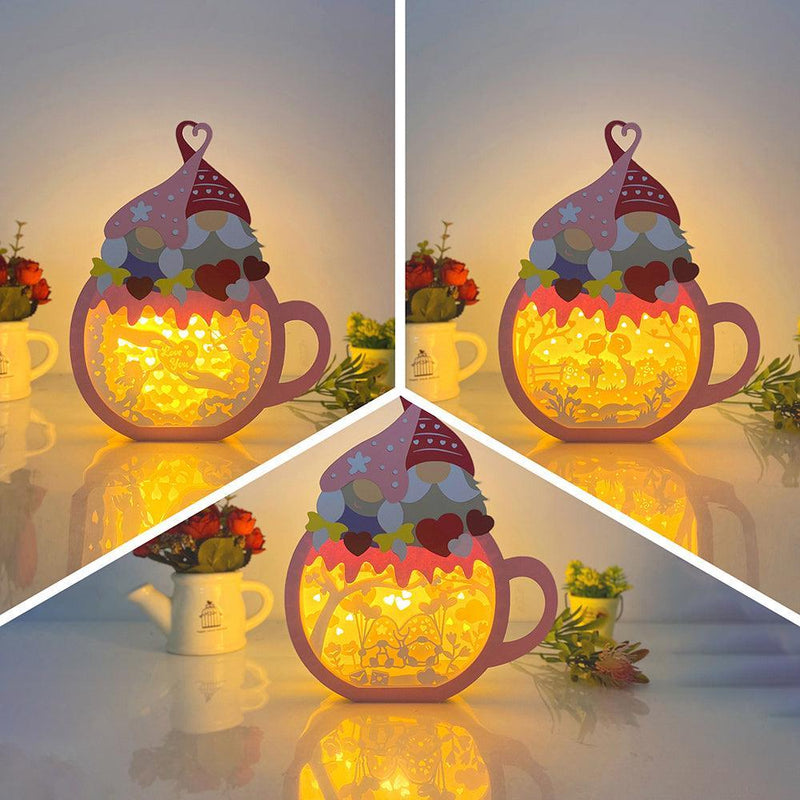 Pack 3 Valentine - Hot Cocoa Light Box File - Gnome Couple Motif - Cricut File - 7x9 inches - LightBoxGoodMan - LightboxGoodman