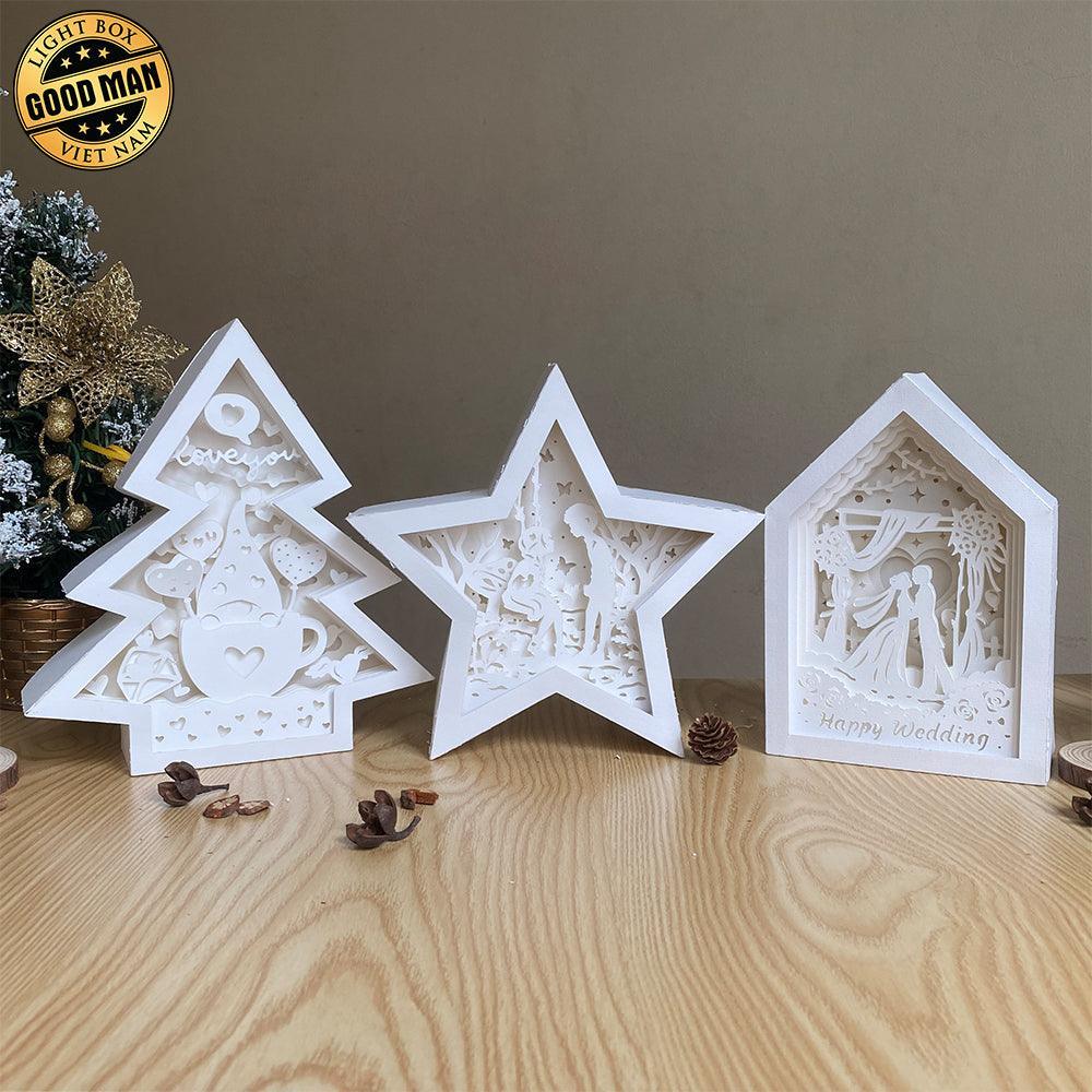 Pack 3 Valentine - Paper Cut Special Light Box File - Cricut File - LightBoxGoodMan - LightboxGoodman