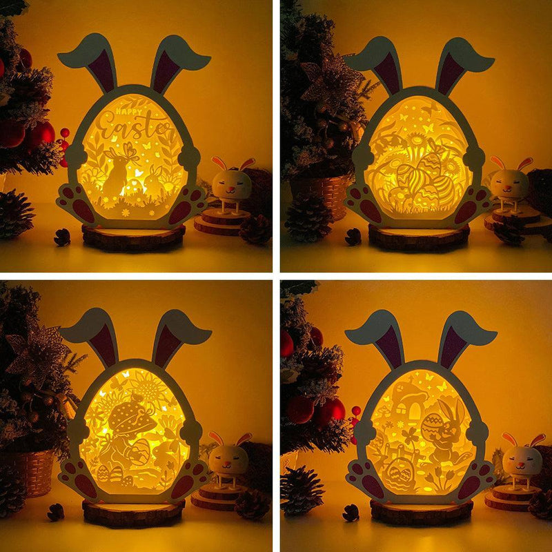 Pack 4 Easter 1 - Paper Cut Bunny Light Box File - Cricut File - 9,7x7,5 Inches - LightBoxGoodMan - LightboxGoodman