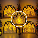 Pack 5 Christmas 2 - Paper Cut Nativity House Light Box File - Cricut File - 7x8 Inches - LightBoxGoodMan - LightboxGoodman