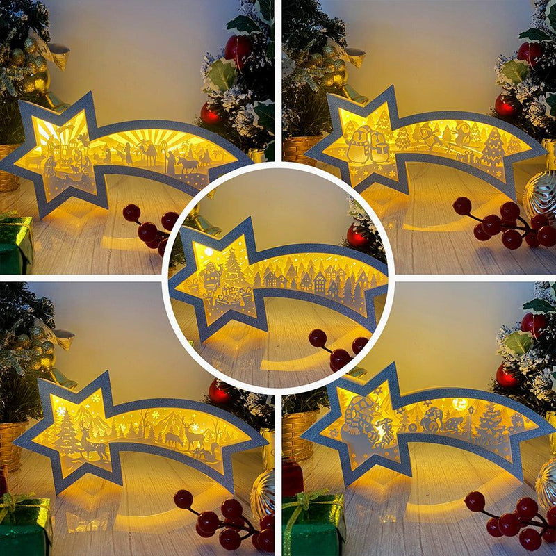 Pack 5 Christmas 2 - Paper Cut Star Light Box File - Cricut File - 28x13.7cm - LightBoxGoodMan - LightboxGoodman