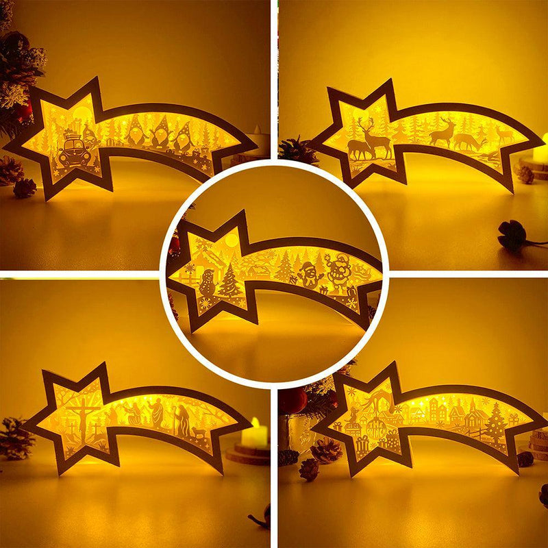 Pack 5 Christmas 3 - Paper Cut Star Light Box File - Cricut File - 28x13.7cm - LightBoxGoodMan - LightboxGoodman