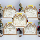 Pack 5 Christmas - Paper Cut Nativity House Light Box File - Cricut File - 7x8 Inches - LightBoxGoodMan - LightboxGoodman