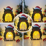 Pack 5 Merry Christmas 3 - Paper Cut Owl Light Box File - Cricut File - 25x20 cm - LightBoxGoodMan