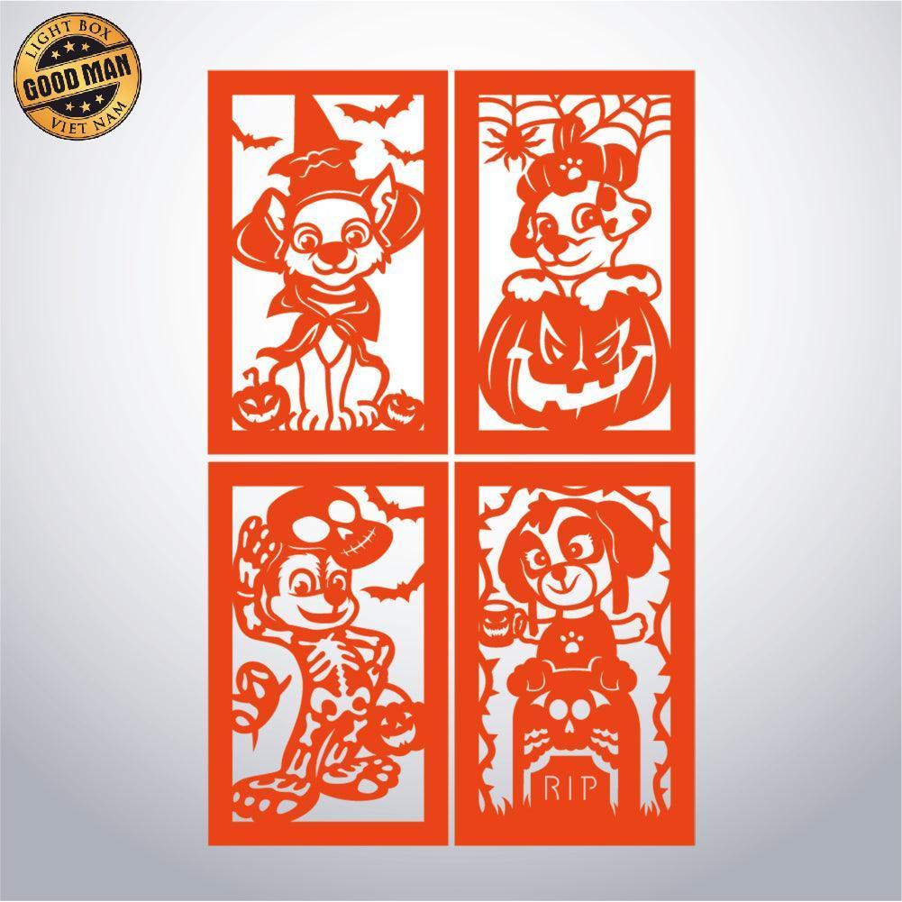 Paw Patrol Halloween - Paper Cut Lantern File - Cricut File - 10x16cm - LightBoxGoodMan - LightboxGoodman