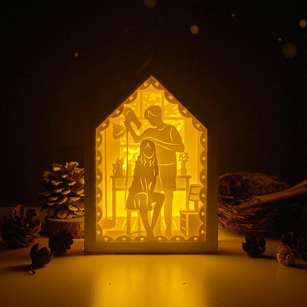 Peaceful Love - Paper Cut House Light Box File - Cricut File - 13x19 cm - LightBoxGoodMan - LightboxGoodman