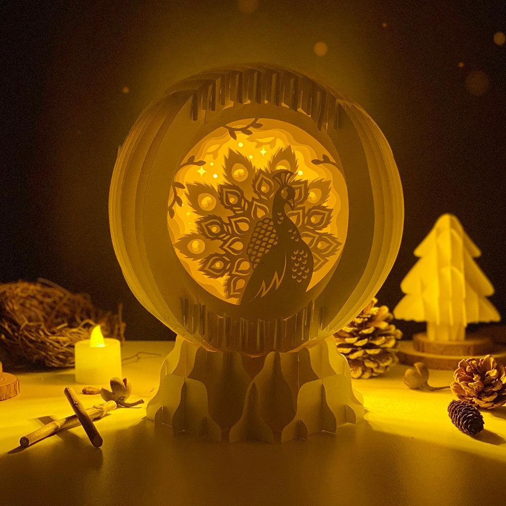 Peacock - 3D Pop-up Light Box Globe File - Cricut File - LightBoxGoodMan - LightboxGoodman