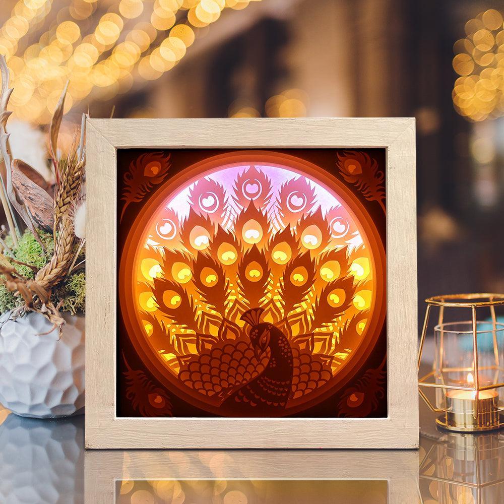 Peacock – Paper Cut Light Box File - Cricut File - 8x8 inches - LightBoxGoodMan - LightboxGoodman