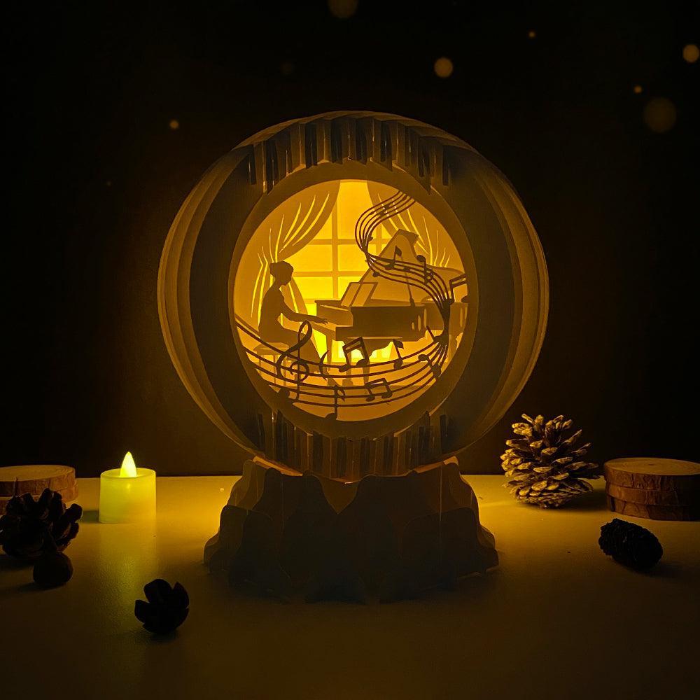 Piano - 3D Pop-up Light Box Globe File - Cricut File - LightBoxGoodMan - LightboxGoodman