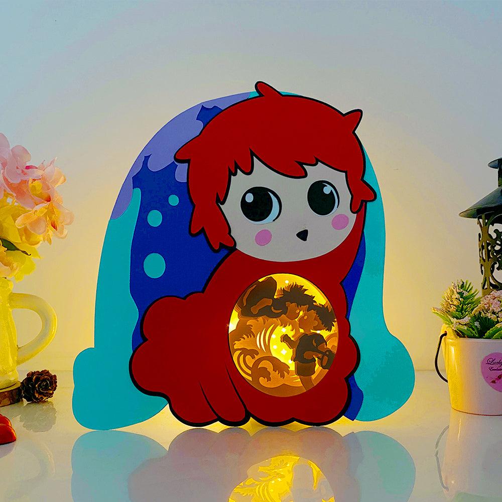Ponyo 3 - Ponyo Papercut Lightbox File - 8x7.5" - Cricut File - LightBoxGoodMan - LightboxGoodman