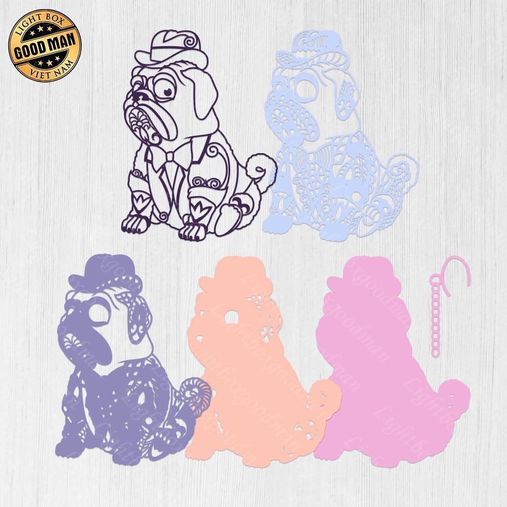 Pulldog - Paper 3D Layered File - Cricut File - 20x27cm - LightBoxGoodMan - LightboxGoodman