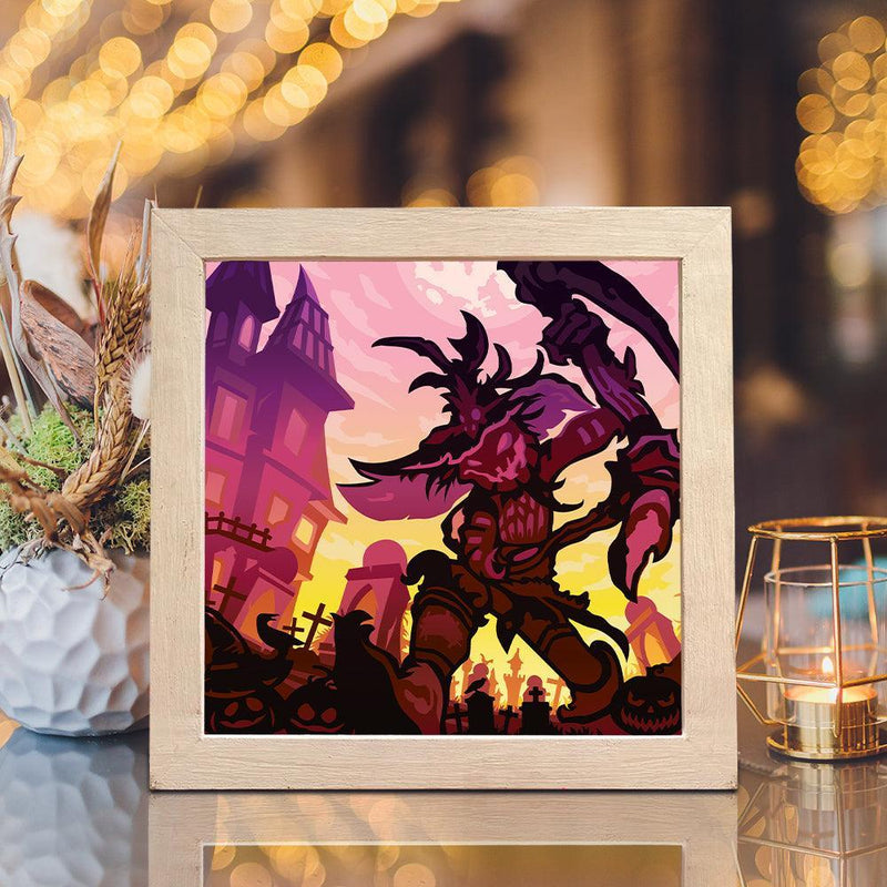 Pumpkin Demon – Paper Cut Light Box File - Cricut File - 20x20cm - LightBoxGoodMan - LightboxGoodman
